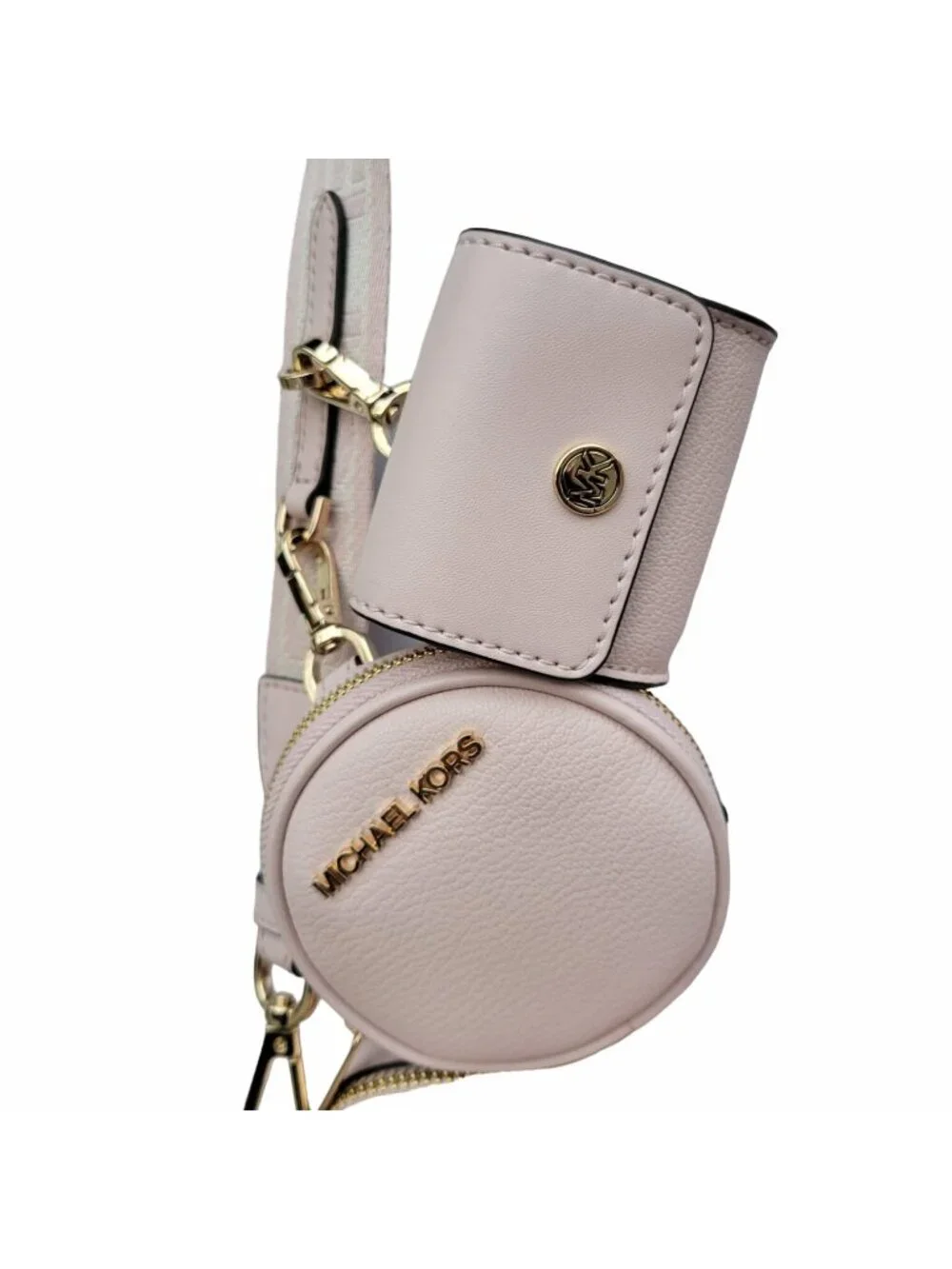 ❤️Michael Kors Sz M Crossbody Bag Jet Set Leather with Tech Case Pink Gold New